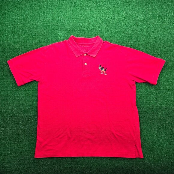 Disney Store Polo Shirt Mens 2XL Red Short Sleeve‎ Embroidered Big Bad Wolf - Picture 1 of 7